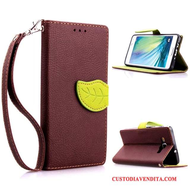 Custodia Samsung Galaxy A3 2015 Folio Anti-caduta Morbido, Cover Samsung Galaxy A3 2015 Pelle Rosso Tutto Incluso