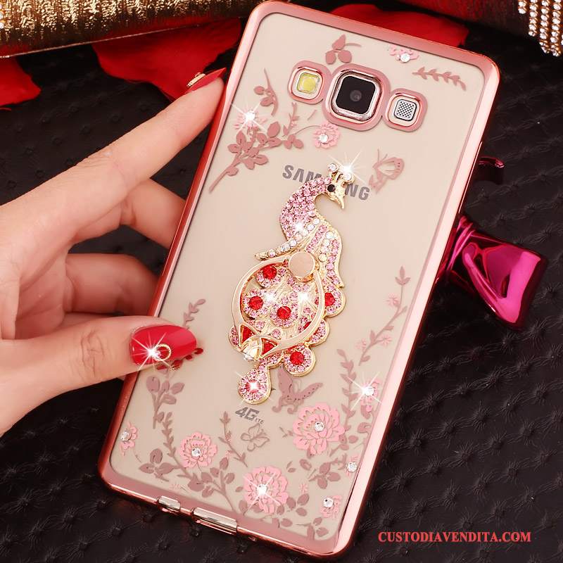 Custodia Samsung Galaxy A3 2015 Strass Ringtelefono, Cover Samsung Galaxy A3 2015 Silicone Morbido Rosa