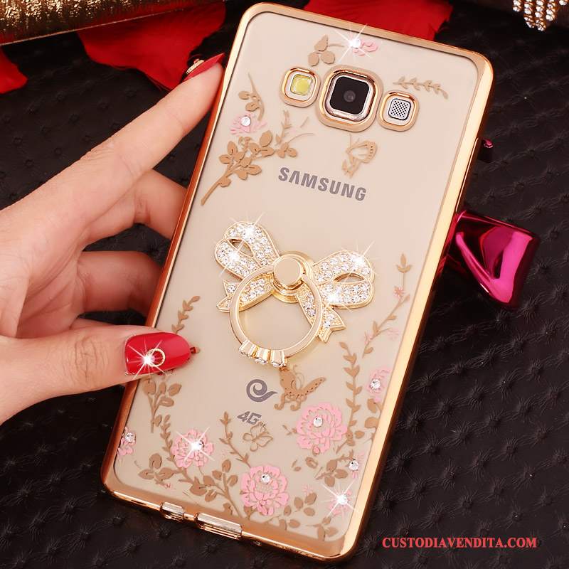 Custodia Samsung Galaxy A3 2015 Strass Ringtelefono, Cover Samsung Galaxy A3 2015 Silicone Morbido Rosa