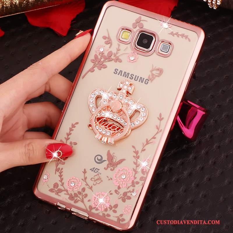 Custodia Samsung Galaxy A3 2015 Strass Ringtelefono, Cover Samsung Galaxy A3 2015 Silicone Morbido Rosa