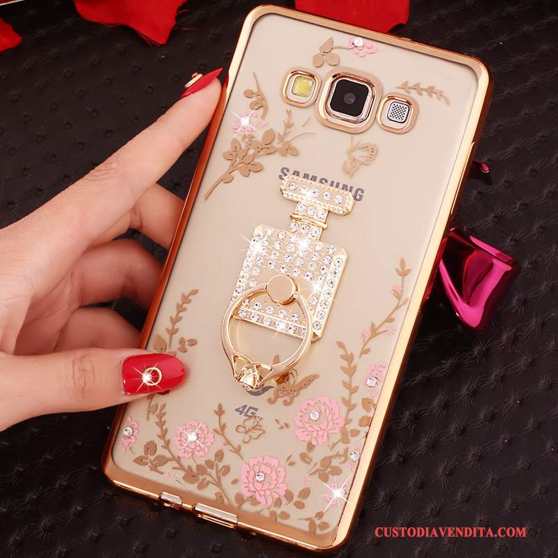 Custodia Samsung Galaxy A3 2015 Strass Ringtelefono, Cover Samsung Galaxy A3 2015 Silicone Morbido Rosa