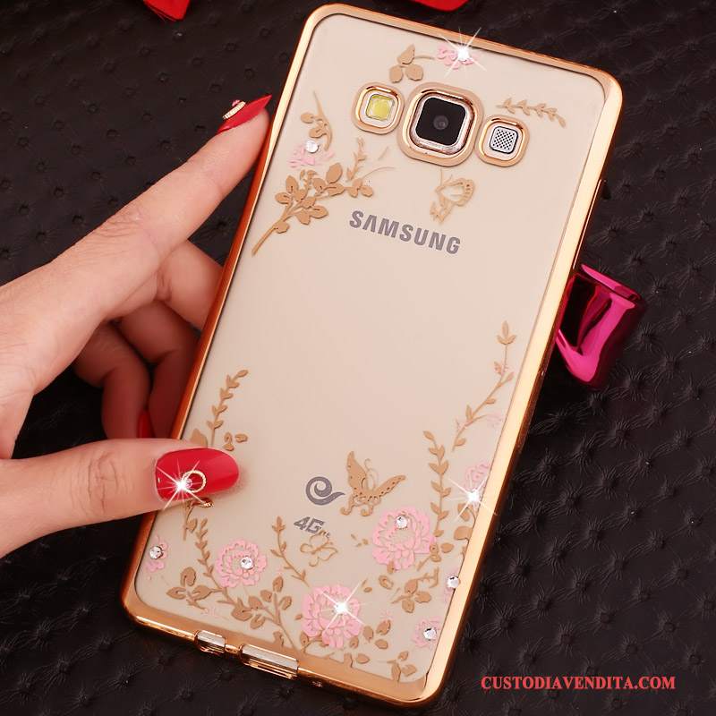 Custodia Samsung Galaxy A3 2015 Strass Ringtelefono, Cover Samsung Galaxy A3 2015 Silicone Morbido Rosa