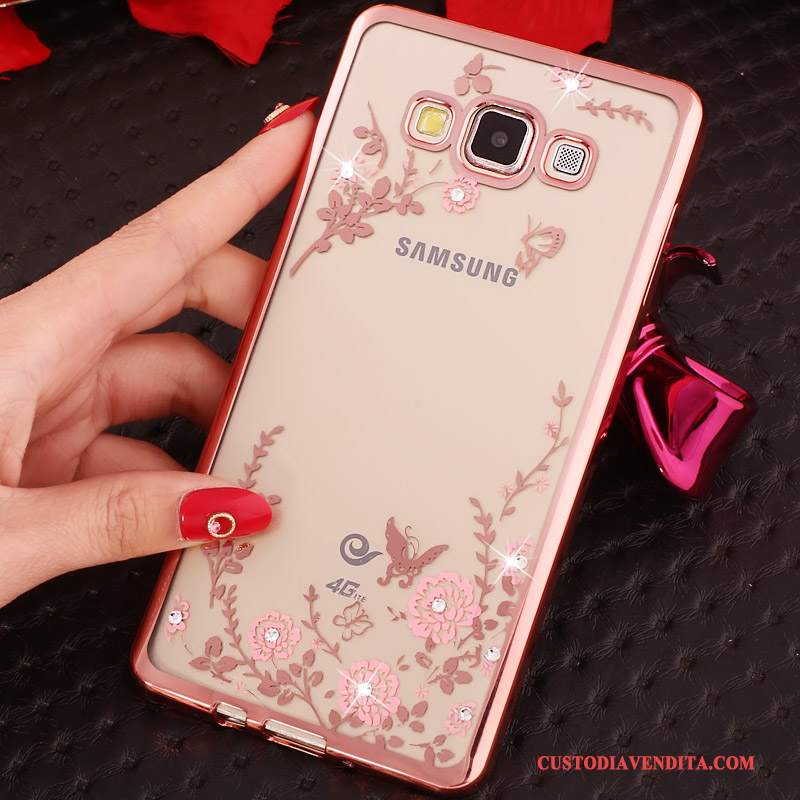 Custodia Samsung Galaxy A3 2015 Strass Ringtelefono, Cover Samsung Galaxy A3 2015 Silicone Morbido Rosa