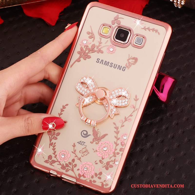 Custodia Samsung Galaxy A3 2015 Strass Ringtelefono, Cover Samsung Galaxy A3 2015 Silicone Morbido Rosa