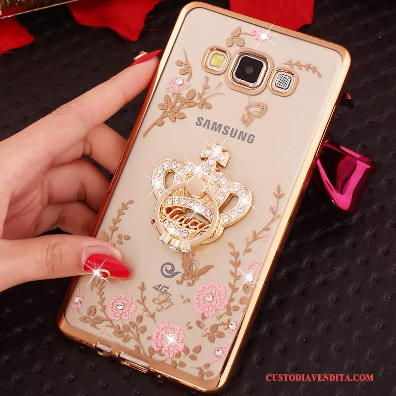 Custodia Samsung Galaxy A3 2015 Strass Ringtelefono, Cover Samsung Galaxy A3 2015 Silicone Morbido Rosa