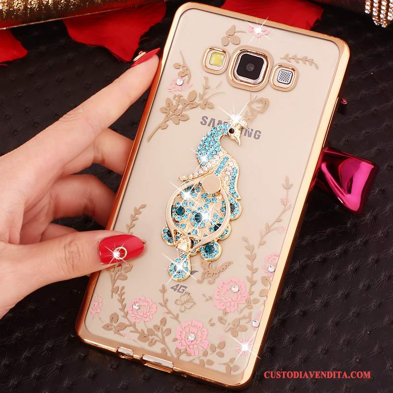 Custodia Samsung Galaxy A3 2015 Strass Ringtelefono, Cover Samsung Galaxy A3 2015 Silicone Morbido Rosa