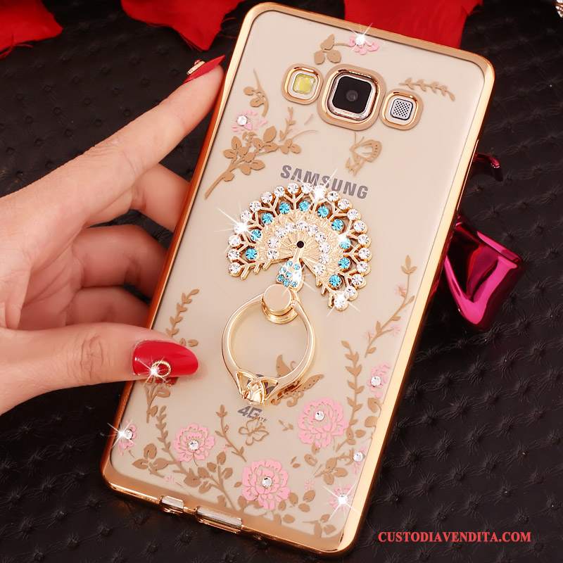 Custodia Samsung Galaxy A3 2015 Strass Ringtelefono, Cover Samsung Galaxy A3 2015 Silicone Morbido Rosa