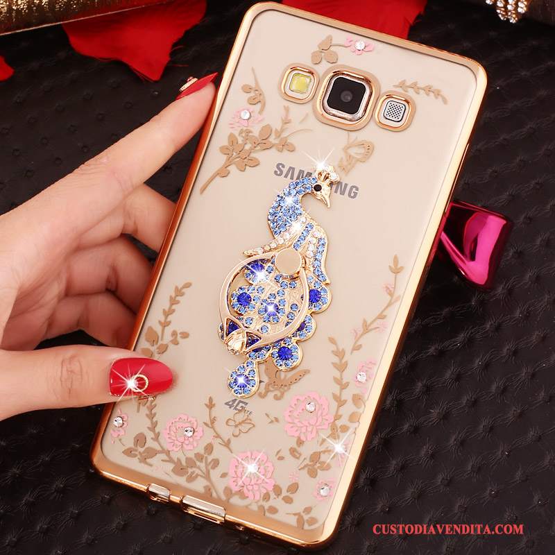 Custodia Samsung Galaxy A3 2015 Strass Telefono Oro, Cover Samsung Galaxy A3 2015 Protezione Anti-caduta Supporto