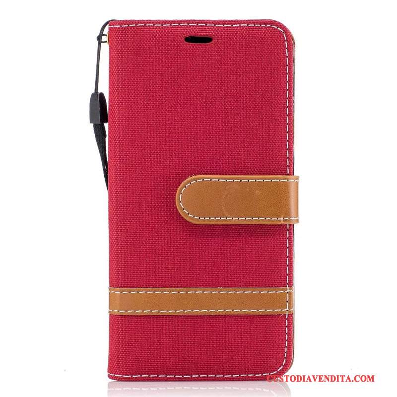 Custodia Samsung Galaxy A3 2016 Folio Rosso Denim, Cover Samsung Galaxy A3 2016 Pelle