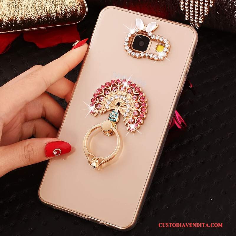 Custodia Samsung Galaxy A3 2016 Strass Morbido Ring, Cover Samsung Galaxy A3 2016 Silicone Telefono Rosa