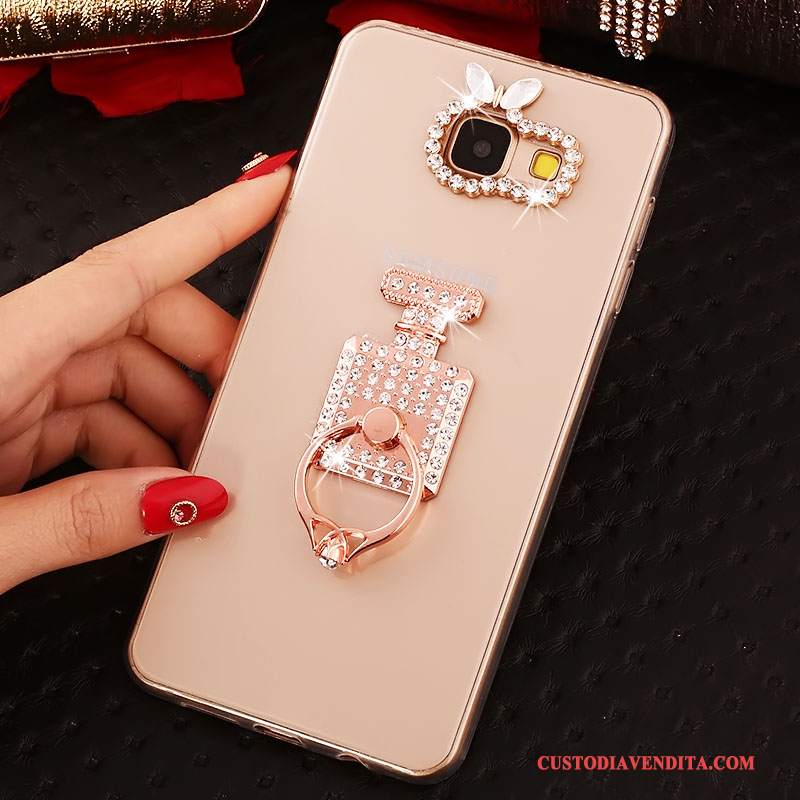 Custodia Samsung Galaxy A3 2016 Strass Morbido Ring, Cover Samsung Galaxy A3 2016 Silicone Telefono Rosa