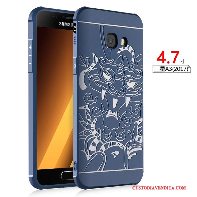 Custodia Samsung Galaxy A3 2017 Goffratura Morbidotelefono, Cover Samsung Galaxy A3 2017 Anti-caduta Chiaro