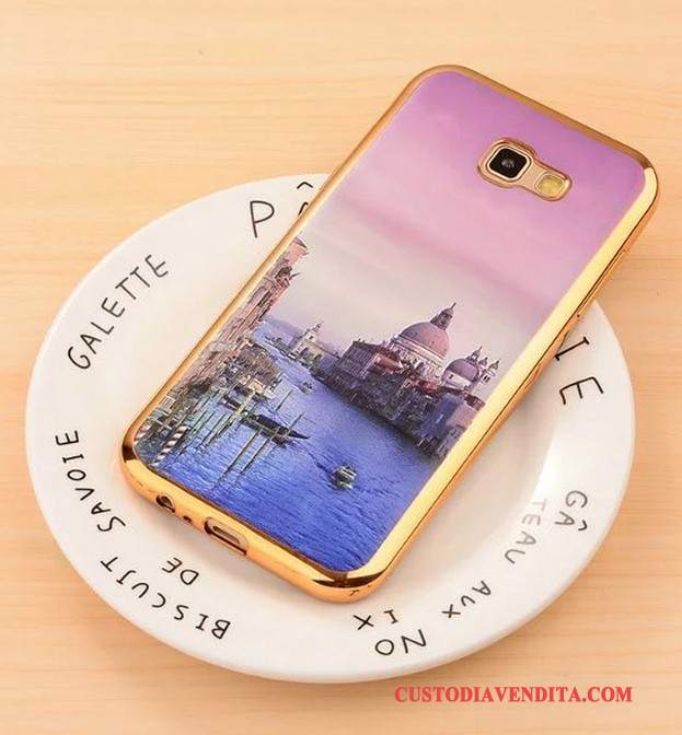 Custodia Samsung Galaxy A3 2017 Goffratura Placcatura Rosa, Cover Samsung Galaxy A3 2017 Protezione Telefono Anti-caduta