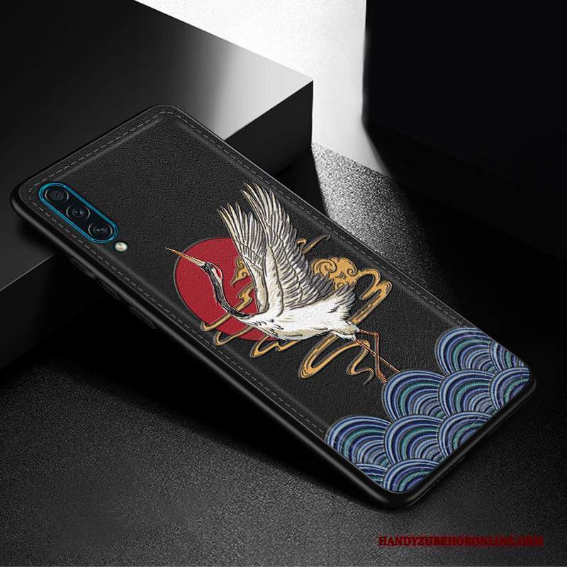 Custodia Samsung Galaxy A30s Goffratura Blu Sottile, Cover Samsung Galaxy A30s Pelle Di Personalità Anti-caduta