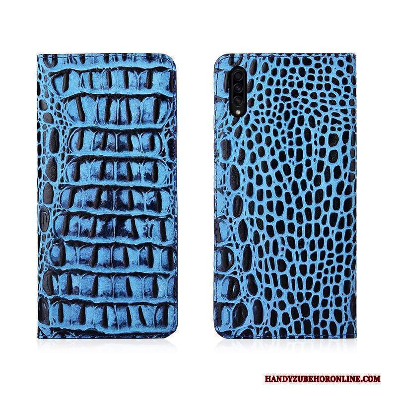 Custodia Samsung Galaxy A30s Protezione Macchiati Marchio Di Tendenza, Cover Samsung Galaxy A30s Pelle Telefono Blu