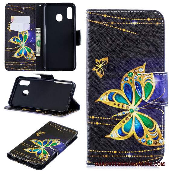 Custodia Samsung Galaxy A40 Folio Nerotelefono, Cover Samsung Galaxy A40 Pelle Anti-caduta