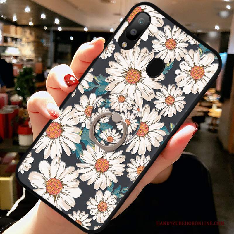 Custodia Samsung Galaxy A40 Silicone Morbido Fiori, Cover Samsung Galaxy A40 Protezione Nerotelefono