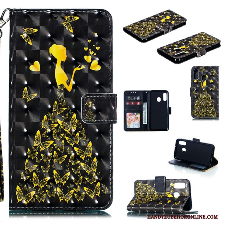 Custodia Samsung Galaxy A40 Silicone Nero Tutto Incluso, Cover Samsung Galaxy A40 Pelle Telefono Anti-caduta