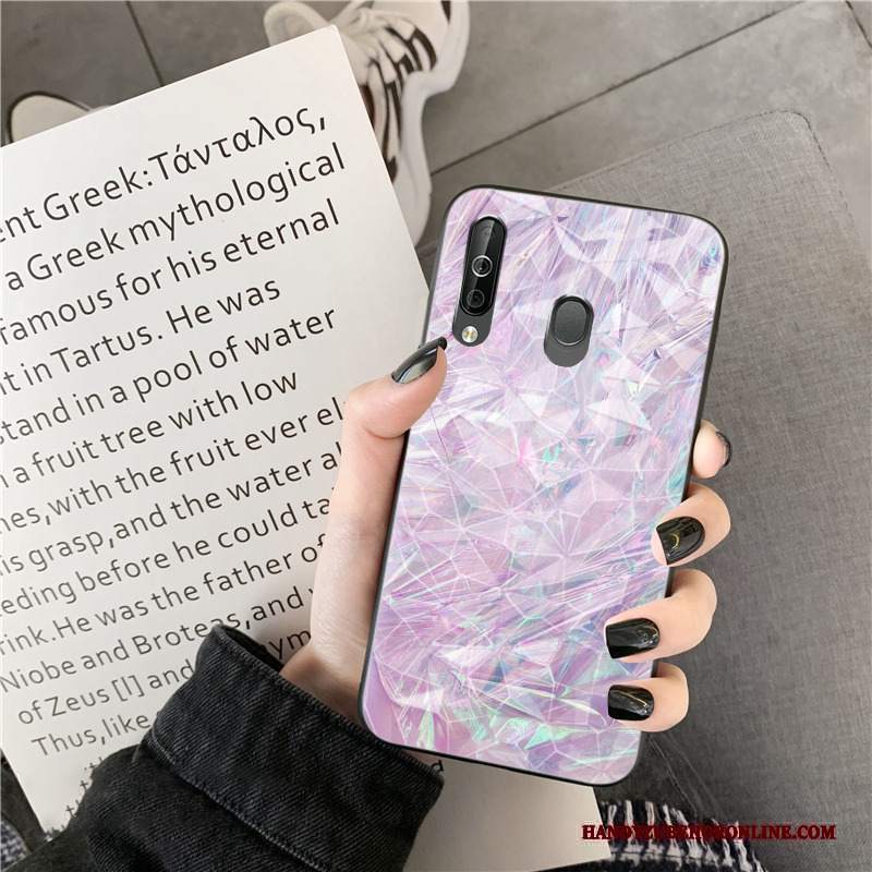 Custodia Samsung Galaxy A40s Silicone Net Red Rosa, Cover Samsung Galaxy A40s Brillante Forma Del Diamante