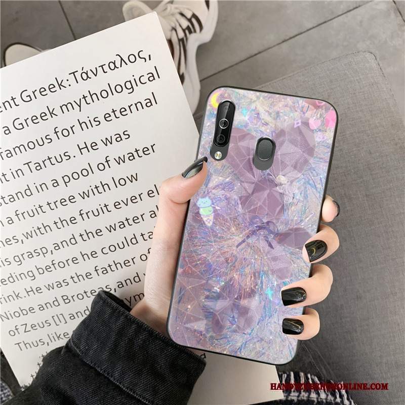 Custodia Samsung Galaxy A40s Silicone Net Red Rosa, Cover Samsung Galaxy A40s Brillante Forma Del Diamante