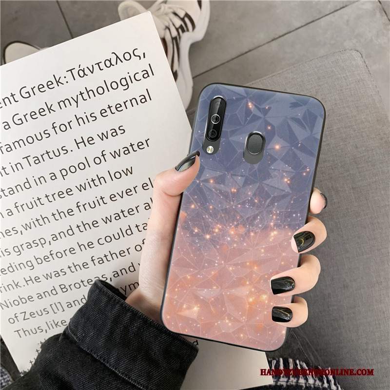 Custodia Samsung Galaxy A40s Silicone Net Red Rosa, Cover Samsung Galaxy A40s Brillante Forma Del Diamante