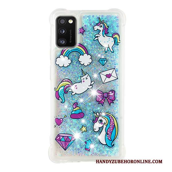 Custodia Samsung Galaxy A41 Cartone Animato Gasbag Blu, Cover Samsung Galaxy A41 Anti-caduta Sabbie Mobili