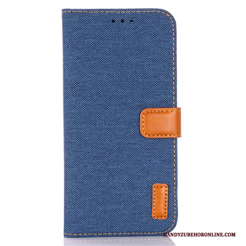 Custodia Samsung Galaxy A41 Folio Anti-caduta Blu, Cover Samsung Galaxy A41 Pelle Denimtelefono