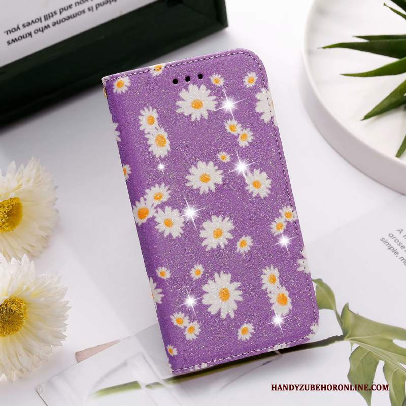 Custodia Samsung Galaxy A41 Pelle Carta Porpora, Cover Samsung Galaxy A41 Folio Telefono Borse Carta