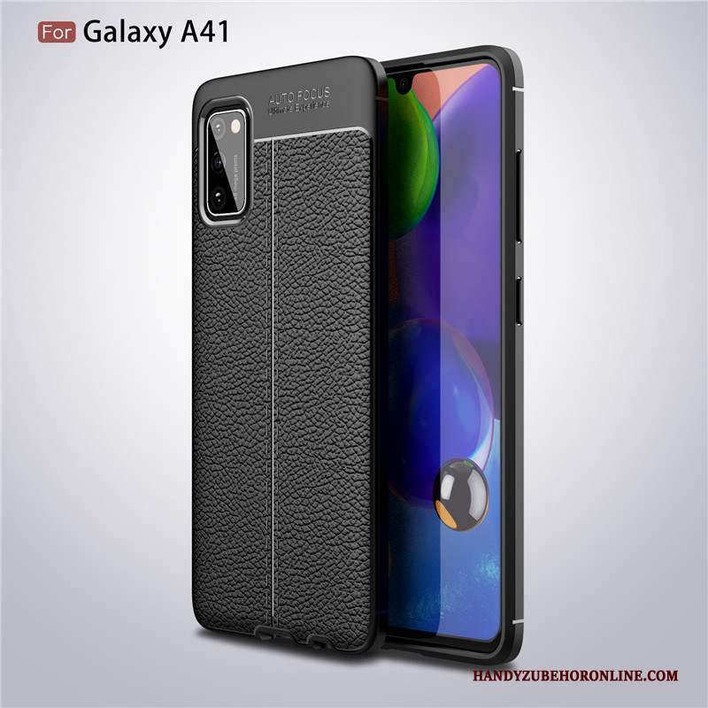 Custodia Samsung Galaxy A41 Pelle Nuovo Nero, Cover Samsung Galaxy A41 Protezione Anti-caduta Affari