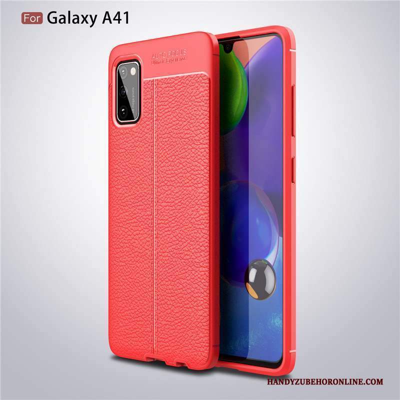 Custodia Samsung Galaxy A41 Pelle Nuovo Nero, Cover Samsung Galaxy A41 Protezione Anti-caduta Affari