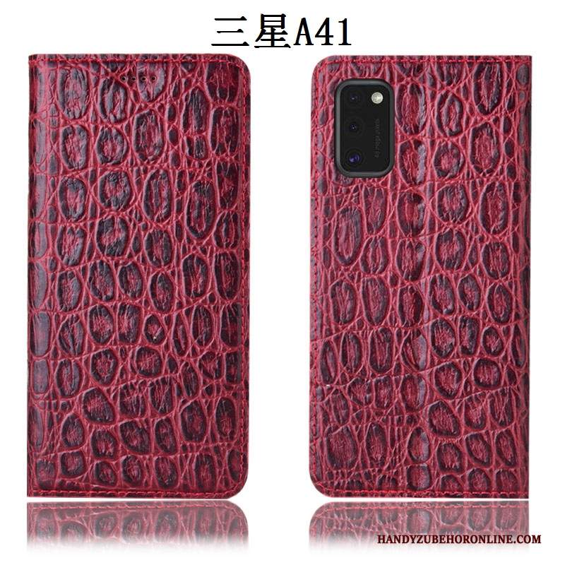 Custodia Samsung Galaxy A41 Pelle Tutto Incluso Anti-caduta, Cover Samsung Galaxy A41 Folio Telefono