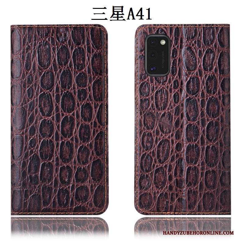 Custodia Samsung Galaxy A41 Pelle Tutto Incluso Anti-caduta, Cover Samsung Galaxy A41 Folio Telefono