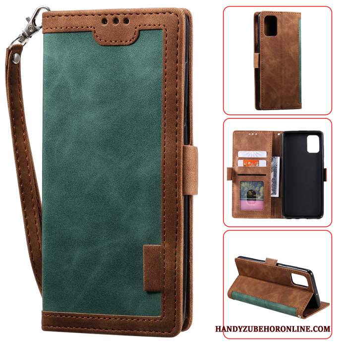 Custodia Samsung Galaxy A41 Vintage Verde Anti-caduta, Cover Samsung Galaxy A41 Pelle Telefono Giuntura