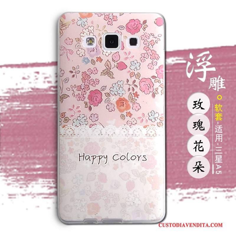 Custodia Samsung Galaxy A5 2015 Cartone Animato Bello Morbido, Cover Samsung Galaxy A5 2015 Goffratura Anti-caduta Blu