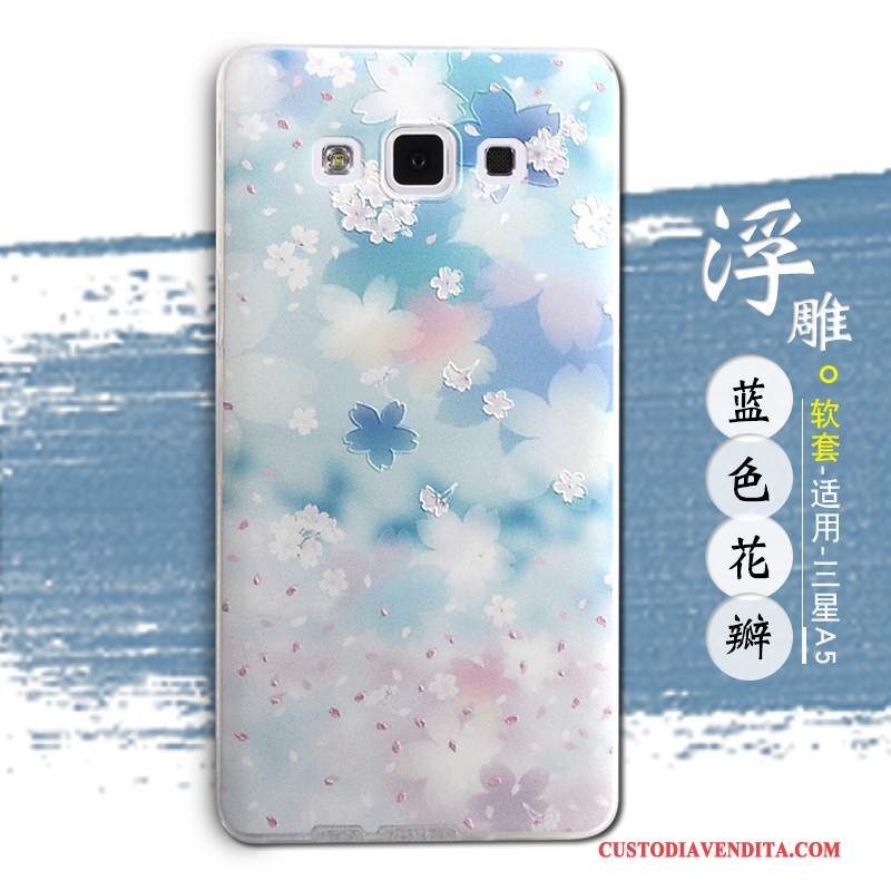 Custodia Samsung Galaxy A5 2015 Cartone Animato Bello Morbido, Cover Samsung Galaxy A5 2015 Goffratura Anti-caduta Blu