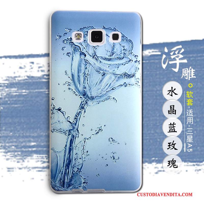 Custodia Samsung Galaxy A5 2015 Cartone Animato Bello Morbido, Cover Samsung Galaxy A5 2015 Goffratura Anti-caduta Blu