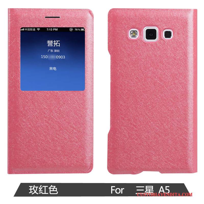 Custodia Samsung Galaxy A5 2015 Pelle Anti-caduta Rosa, Cover Samsung Galaxy A5 2015 Folio Telefono