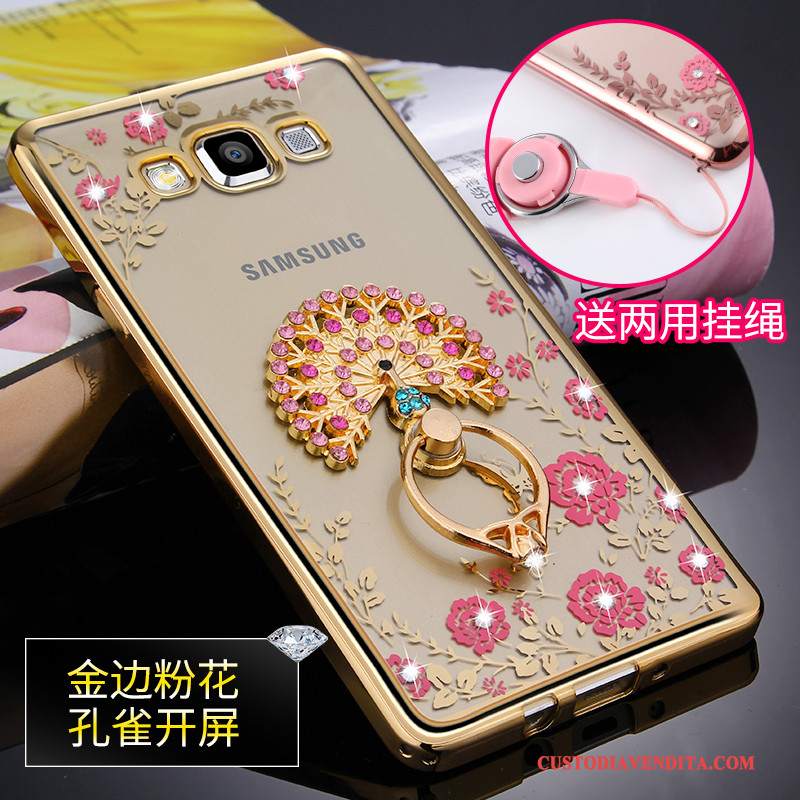 Custodia Samsung Galaxy A5 2015 Silicone Anti-cadutatelefono, Cover Samsung Galaxy A5 2015 Protezione Oro Trasparente