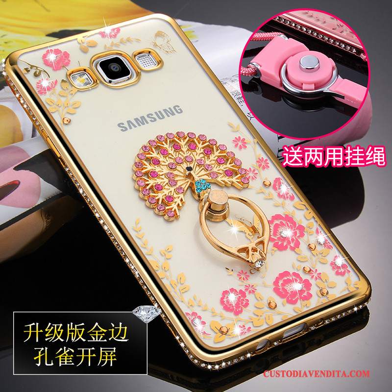 Custodia Samsung Galaxy A5 2015 Silicone Anti-cadutatelefono, Cover Samsung Galaxy A5 2015 Protezione Oro Trasparente