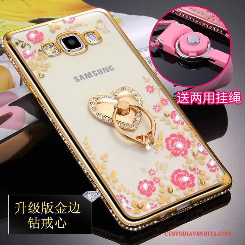 Custodia Samsung Galaxy A5 2015 Silicone Anti-cadutatelefono, Cover Samsung Galaxy A5 2015 Protezione Oro Trasparente