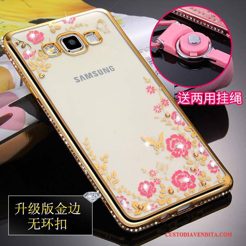 Custodia Samsung Galaxy A5 2015 Silicone Anti-cadutatelefono, Cover Samsung Galaxy A5 2015 Protezione Oro Trasparente