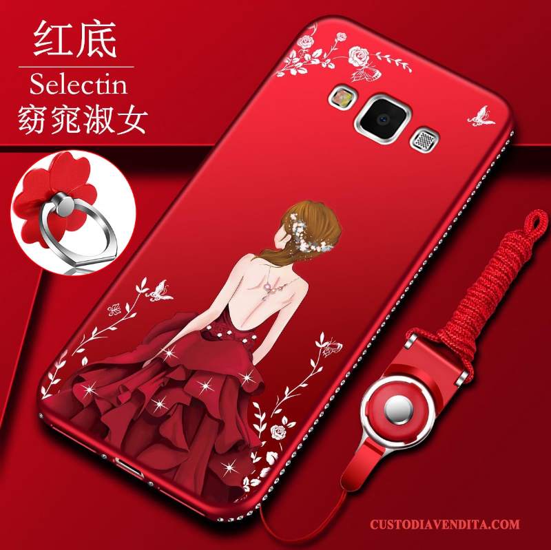 Custodia Samsung Galaxy A5 2015 Strass Grande Rosso, Cover Samsung Galaxy A5 2015 Silicone Morbidotelefono