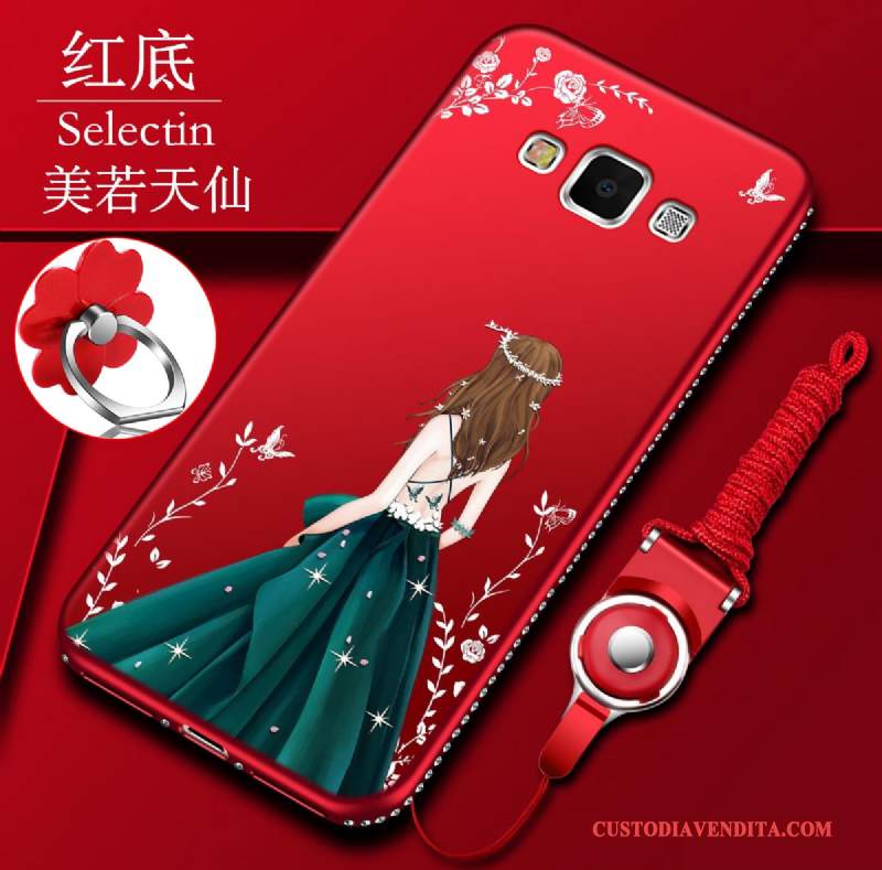 Custodia Samsung Galaxy A5 2015 Strass Grande Rosso, Cover Samsung Galaxy A5 2015 Silicone Morbidotelefono