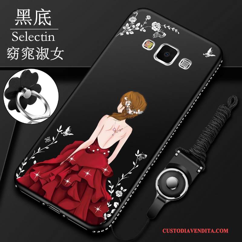 Custodia Samsung Galaxy A5 2015 Strass Grande Rosso, Cover Samsung Galaxy A5 2015 Silicone Morbidotelefono