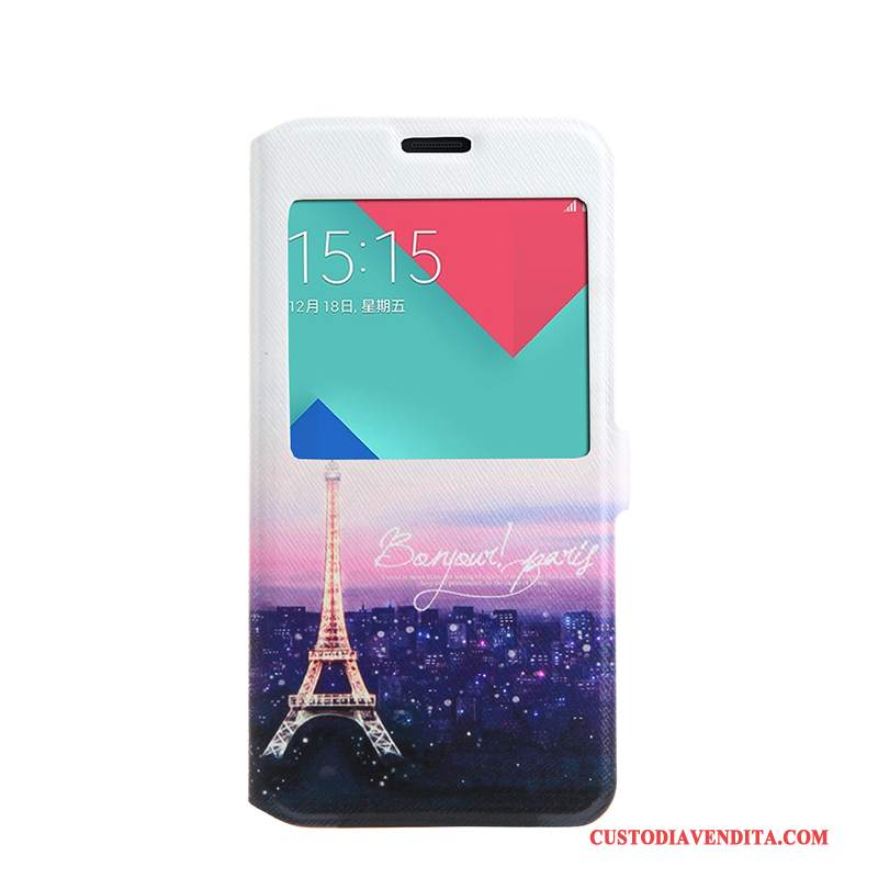 Custodia Samsung Galaxy A5 2016 Colore Morbido Finestra Aperta, Cover Samsung Galaxy A5 2016 Folio Rosatelefono