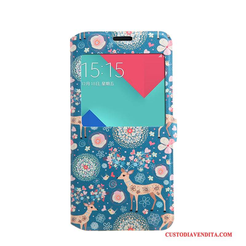 Custodia Samsung Galaxy A5 2016 Colore Morbido Finestra Aperta, Cover Samsung Galaxy A5 2016 Folio Rosatelefono