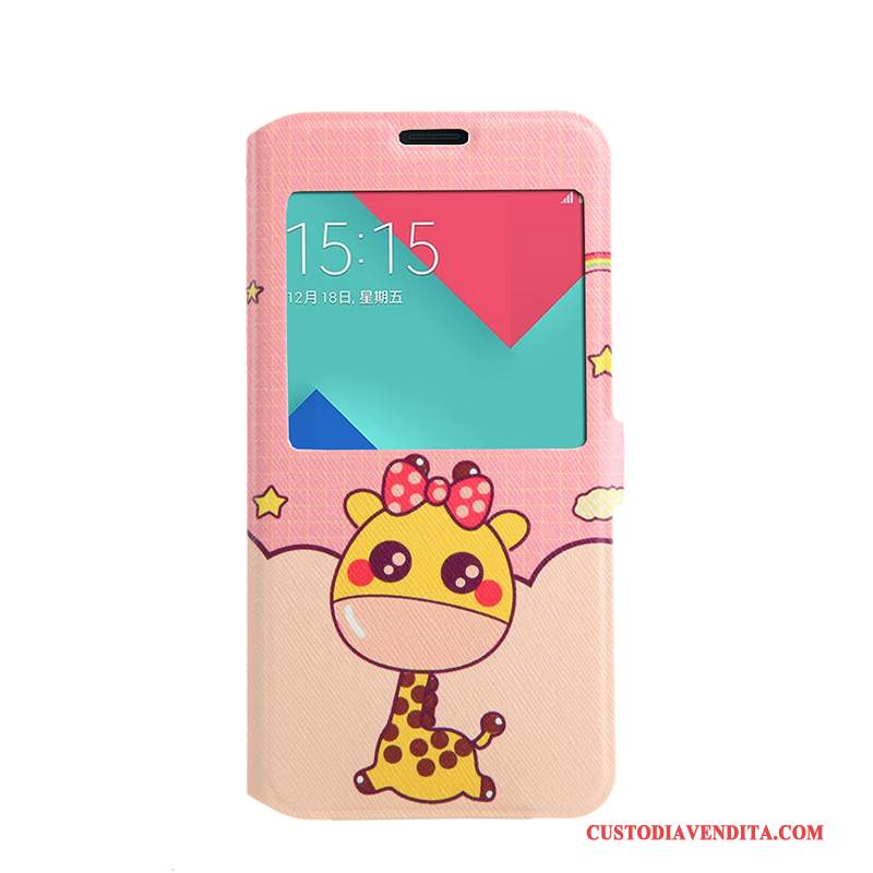 Custodia Samsung Galaxy A5 2016 Colore Morbido Finestra Aperta, Cover Samsung Galaxy A5 2016 Folio Rosatelefono