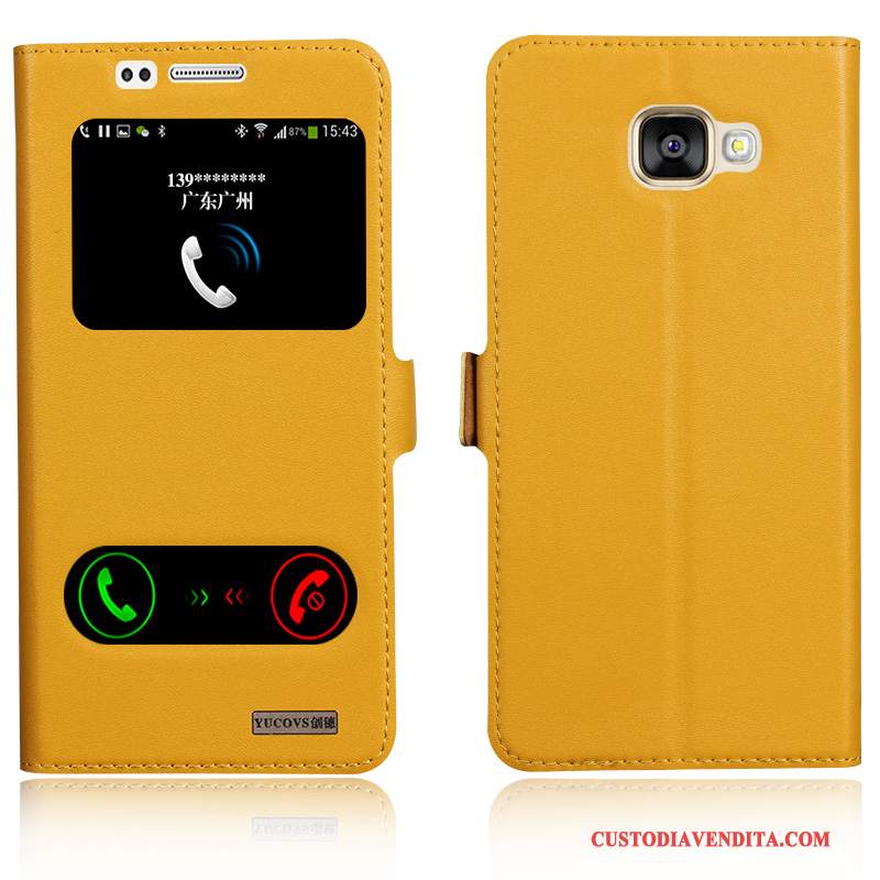 Custodia Samsung Galaxy A5 2016 Folio Nuovo Giallo, Cover Samsung Galaxy A5 2016 Pelle Telefono