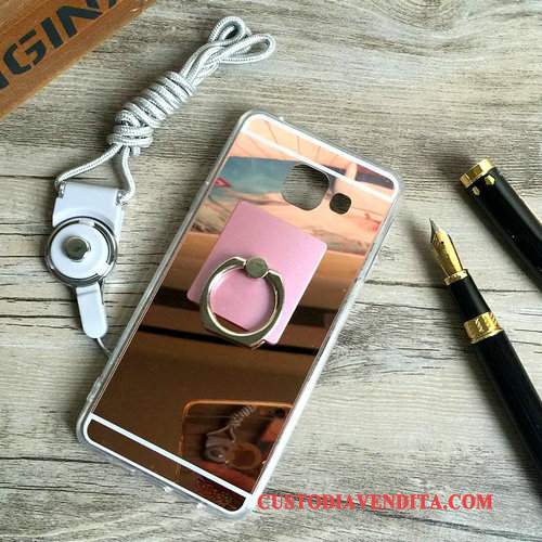 Custodia Samsung Galaxy A5 2016 Silicone Specchio Oro, Cover Samsung Galaxy A5 2016 Protezione Ringtelefono