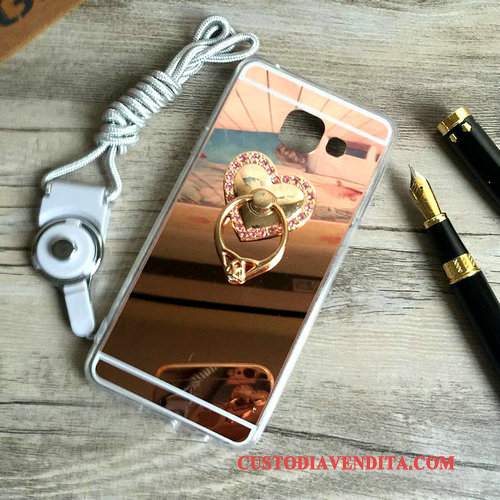 Custodia Samsung Galaxy A5 2016 Silicone Specchio Oro, Cover Samsung Galaxy A5 2016 Protezione Ringtelefono